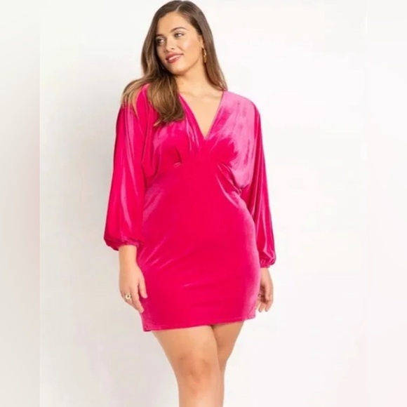 NWT Eloquii Pink Velvet Dolman Sleeve - Picture 1 of 6